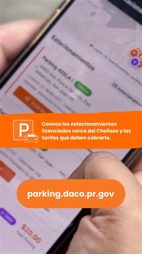 🅿️ ¿Cómo usar el nuevo portal de estacionamientos de DACO? Te lo explicamos paso a paso 👇 🎥 Mira este video y aprende cómo acceder al portal parking.daco.pr.gov para identificar los estacionamientos con licencia vigente y sus tarifas autorizadas cerca del Coliseo de Puerto Rico. 🔎 Paso a paso: 1️⃣ Entra desde tu celular, tablet o computadora a 👉 parking.daco.pr.gov 2️⃣ Usa el mapa interactivo para ver los estacionamientos autorizados alrededor del Choli 3️⃣ Verifica la tarifa máxima autoriz