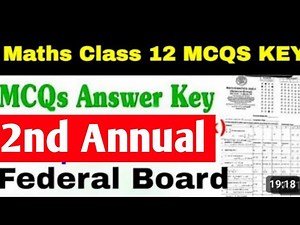 MCQs Key -Class 12 2nd Annual maths paper 2025 | 2nd annual paper 2025 New Book Paper Federal Board