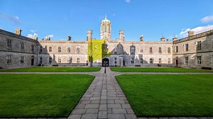 The University of Galway, quadrangle in Ireland, architecture and landmarks background