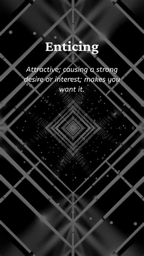Enticing = attractive or tempting; making you want something. Example: The smell of freshly baked bread was so enticing that I couldn’t resist. #Enticing #Tempting #Irresistible #EnglishVibes #WordOfTheDay