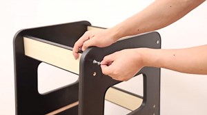 Toddler Step Stool - Adjustable Height Wooden Step Stool for Counter, Kids Kitchen Step Stool, Kitchen Tower for Toddlers, Grows with Your Child, Black