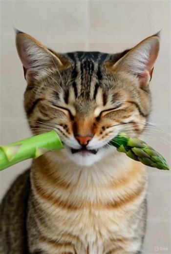 You'll be amazed by this cat's reaction to eating asparagus! #cats #kittens #funnyvideos