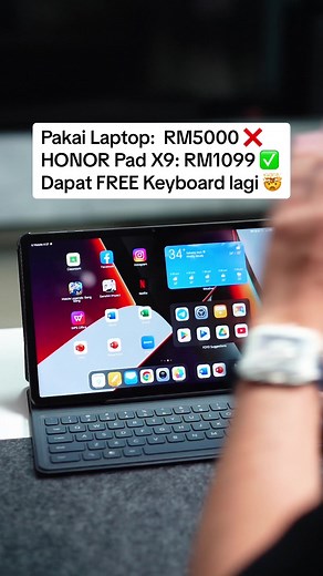 Tablet Bluetooth Keyboard: RM1099 je wei! Boleh buat keje, main game, tgk movie 😍 #honorpadx9 #tabletmurah #tabletmurahviral #borakgadjet #borakgadget #sembanggadget #sembanggajet #techtok #tektok #techtoktips #honormalaysia @HONOR Malaysia