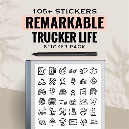 Trucker Life Remarkable Stickers Bundle | E-ink Tablet Kit | Remarkable Notes Decals - Etsy