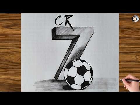 3D Cristiano Ronaldo Number 7 Drawing | CR7 Easy 3D Drawing | Step by Step Tutorial for Beginners
