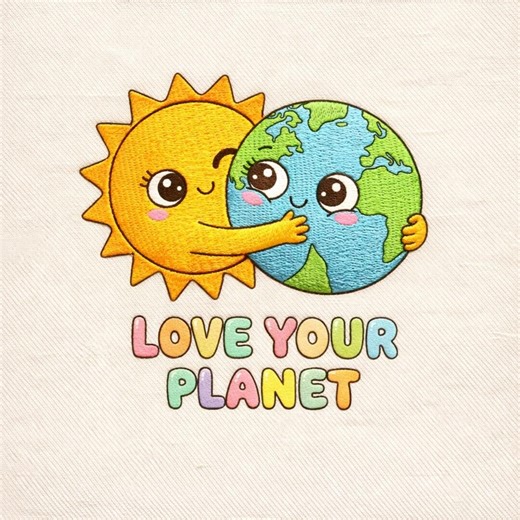 Sun Hugging Earth Embroidery Design Planet Love Eco Nature Cartoon Colorful Digital File - Etsy