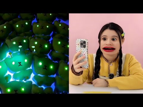 A green alien cat whose eyes glow at night? And inside, there are many tiny glowing sprites.