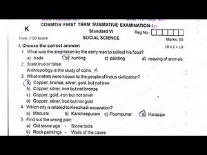 6th std social science quarterly exam model question paper 2022