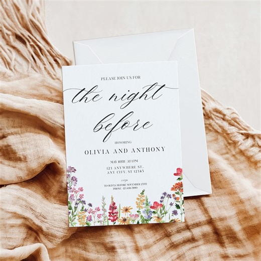 Rehearsal Dinner Invitation Template, Wedding Rehearsal Invitation, Editable Wedding Invitation, Night Before Wedding Invite, Canva - Etsy