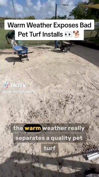 The warm weather always tells the truth about turf installs. We’re getting tons of calls to fix recent “pet turf” installs that were built with crushed concrete or sand bases—and they simply don’t work for pets. Those bases trap odors and hold onto smells instead of draining properly. Our solution: We pull back the turf, remove the base, and replace it with a proper limestone foundation so it actually functions like a real pet drainage system. If your turf smells… the base might be the problem. 