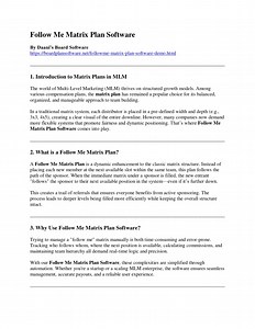 Follow Me Matrix Plan Software - SlideServe