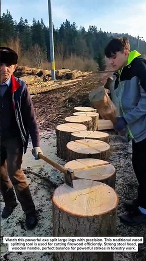 Incredible Log Splitting Technique with Axe | Satisfying Wood Cutting Skills