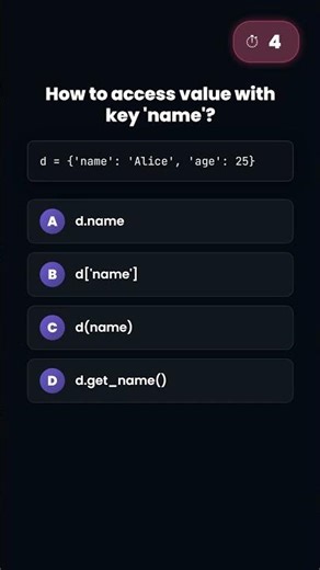 How to access value with key 'name'?? | Python Dicts Quiz