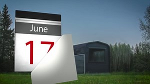 January to September long duration time lapse of a cabin trailer with a calendar graphic countdown | Premium Stock Video Footage