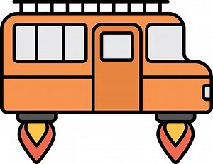 Flying Camper Van Concept, Modern RV Truckry Vector Color Icon...