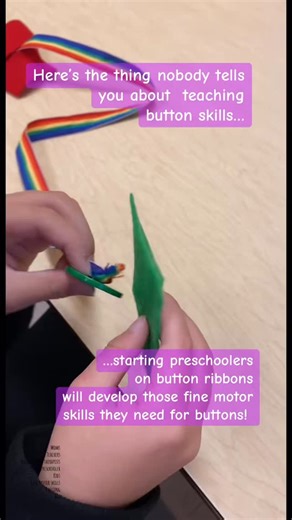 2.8K views · 3.3K reactions | Game changer on teaching preschoolers button skills! ✨ Engaging them with button ribbons not only elevates fine motor skills but also makes buttoning a fun and effortless task! 淋❤️ #EarlyLearning #MotorSkills #TeachingTips #teacher #Moms #mom #dressing #buttons #finemotorskills #occupationaltherapy #occupationaltherapist #adls | The OT Corner with Mrs. K | Facebook