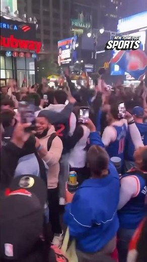 Ecstatic Knicks fans celebrate after team is one win away from NBA Finals 👏 #shorts