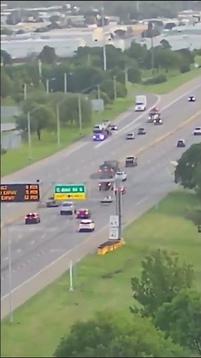 Skycam captures semi rollover on Highway 169 in Tulsa