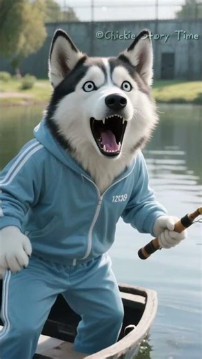 Little yellow chicken and the dog catching fish by the river #animation #funny #cute#animals