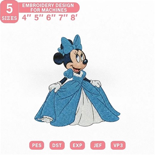 Minnie Princess Dress Embroidery Design, Cartoon Machine File (digital Download) - Etsy