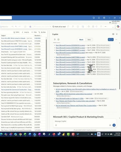 Using CoPilot to Search Outlook Emails