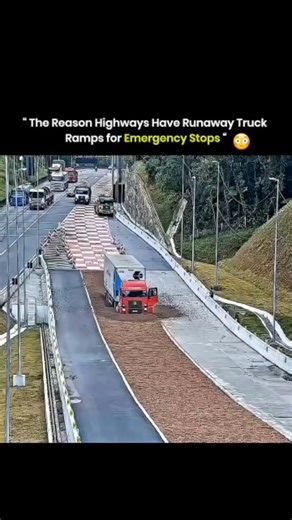 Explains Anything on Instagram: "These emergency ramps protect drivers when truck brakes fail on steep roads. Filled with deep gravel or sand, they slow and stop multi-ton vehicles within seconds, reducing the risk of deadly crashes. . . They are placed on mountain highways where brake failure is most likely and have saved thousands of lives worldwide. . . You should always watch for them and understand their purpose when driving in hilly areas. . . . . #knowledge #history #innovation #technolog