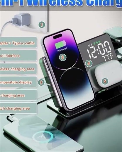 👉 Comment "Shop" order this item 👈 15W Four in One Wireless Charging Clock LED Digital Display