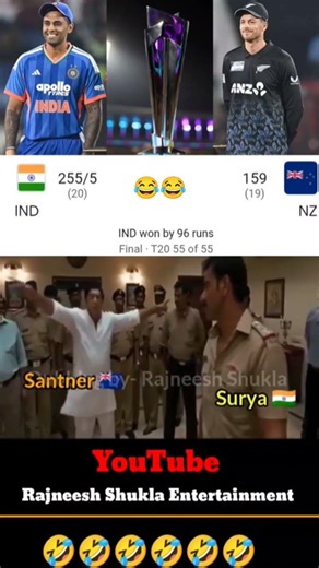 Santner and Surya after final funny 🤣 #shorts #rajneeshshukla😂 #indiavsnewzealand #t20worldcup2026 🤣