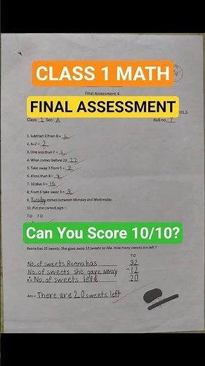 Class 4 Math Final Assessment | Can You Score 10/10? #maths #education #shorts #exam #learning
