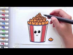 🎨 How to Draw a Cute Popcorn in 5 Minutes! 🍿✨