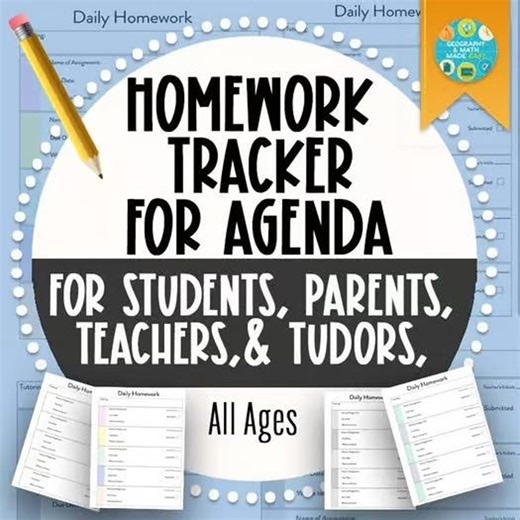 Weekly Homework Tracker Agenda, Student Assignment Log (printable/digital) - Etsy