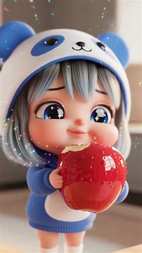 Cute Girl Gets Magical Giant Candy Apple 🍎✨