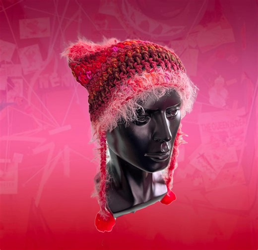 Pink Dragon Crochet Cat Ear Hat - Soft, Fluffy, Pom Pom Beanie, Fantasy Lovers - Etsy