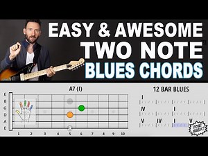 3 Easy TWO NOTE 7th CHORDS for 12 Bar Blues - Rhythm and Chord Tone Soloing (Double Stops) FREE .PDF