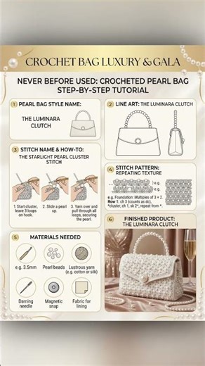 Crochet Bag with pearls Idea and Tutorial 10 | Trendy Handmade Purse for Beginners