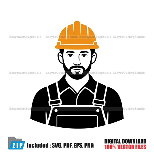 Construction Worker SVG: Builder Vector Contractor Cricut PNG Printable Design (digital Download) - Etsy