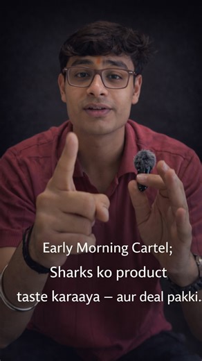 Raghav Gupta on Instagram: "Early Morning Cartel. Chai, coffee aur snacks se daily habit ko scalable business bana diya. Sharks ko product taste karaaya — aur shark tank inida 🦈 mai deal pakki. ☕📈 . . . . . . . . #instagram #reels #trending #sharktankindia #sharktank (Business, learning, startups, emc)"