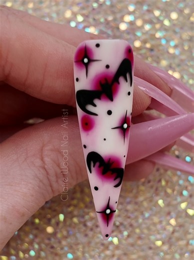 Glow in the Dark Halloween Bats Nail Design Tutorial