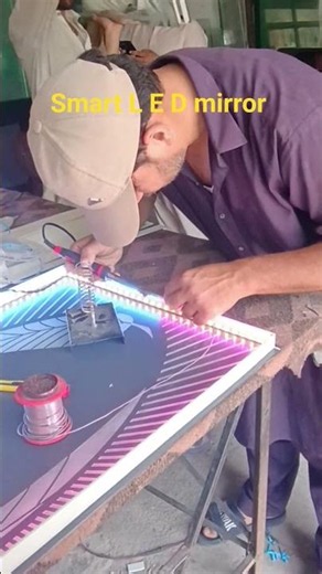 ✨ LED Smart Mirror Making Process | Modern Design & Perfect Glow 🔥 #shorts #craftsmanship #interior