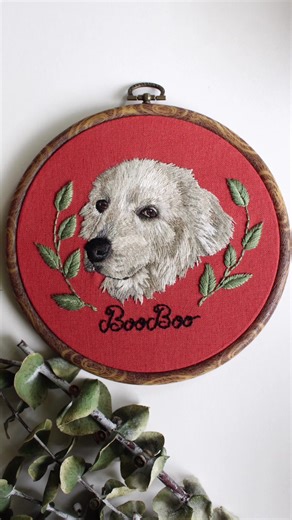 Learn how to make your own pet portrait embroidery 🐶 🐱 #petportraitartist #threadpainting #paintingwiththread #embroidery #dogportrait