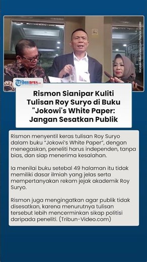 Rismon Sentil Roy Suryo soal Buku Jokowi's White Paper: Tulisan Tanpa Metode, Jangan Sesatkan Publik