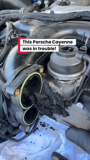 Massive Blockage In This Porsche Cayenne‼️ This Porsche Cayenne Diesel came in with rough idling, loss of acceleration and the dreaded engine light. At only 110,000km, the engine was struggling — and the cause was hidden deep inside the intake. Low operating temperatures, constant short-trip driving and lack of servicing meant the fuel wasn’t burning properly. Add in the EGR system recirculating soot… and the intake was packed with thick carbon buildup. After a full carbon clean, the Porsche was