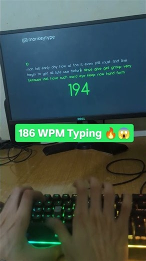 186WPM Typing 🔥😱 #typing #monkeytype