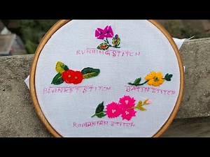 4 Basic Hand Stitches Tutorial for Beginners Step By Step// Hand Embroidery