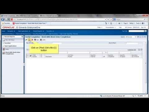 Accessing Work Order Completions - JDE E1 91 - Shop Floor Control