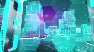 Blockchain in SCM with digital technology hitech concept