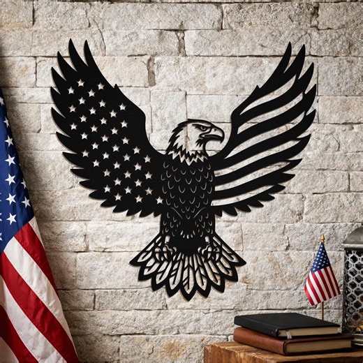 Patriotic Eagle Metal Wall Art, American Flag Steel Decor, USA Military Veteran Gift, Indoor Outdoor Home Sign - Etsy