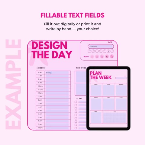 Pink Printable Planner: Daily, Weekly, Monthly, A4 (fillable PDF) - Etsy