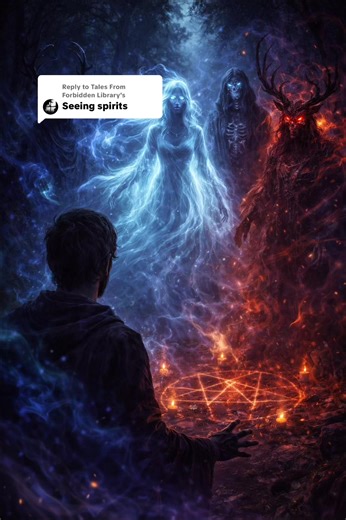 Replying to @Tales From Forbidden Library How to See Spirits and Other Beings — But Know, They Are Not Meant to Be Controlled. Most people don’t realize the world is already crowded. Spirits don’t only exist in haunted places. They linger in hallways, mirrors, empty chairs, quiet corners of rooms. The reason you don’t see them is not because they aren’t there — it’s because your mind is protecting you. And once that filter is removed, it does not easily return. The ritual takes three nights. On 