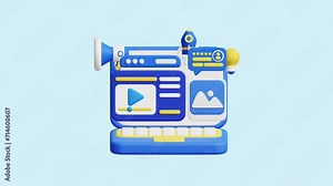 Digital Marketing 3D Animated Concept. Ideal for businesses, technology, companies, websites, apps, education, marketing, and promotion. Digital Marketing 3D animation.